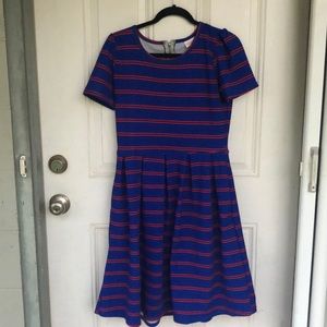 Blue and Red striped LulaRoe Amelia Dress
